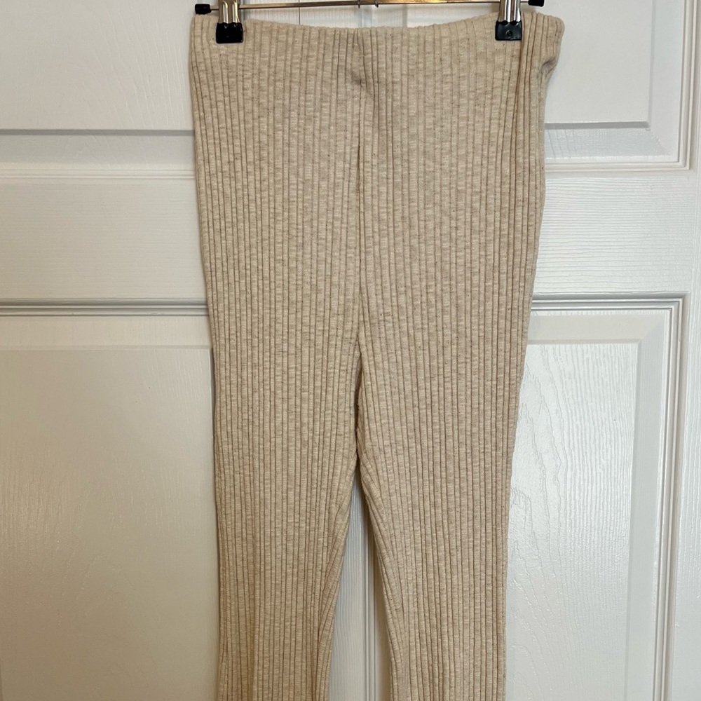 Urban Outfitters Rosie Ribbed Flare Pants - Cream - Picture 2 of 6
